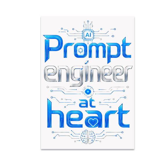 Futuristic Tech Decor - Prompt Engineer at Heart - 13x19 Poster Print