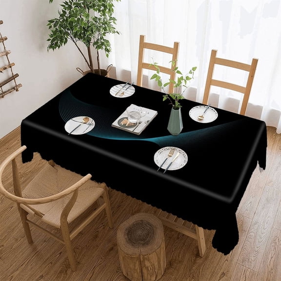 Futuristic Theme Fluorescent Lace Rectangular Tablecloth Peach Skin Fabric - Decorative Table Cover for Home Party Wedding Outdoor Picnic