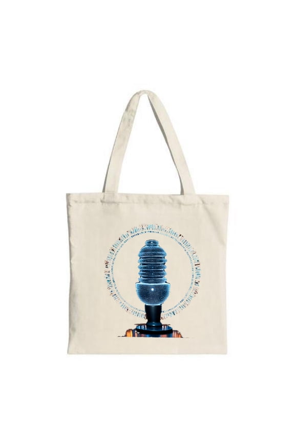 Futuristic Tote Bag - Canvas Reusable Perfect for Shopping & Travel Features Glowing Sphere Design with Effect