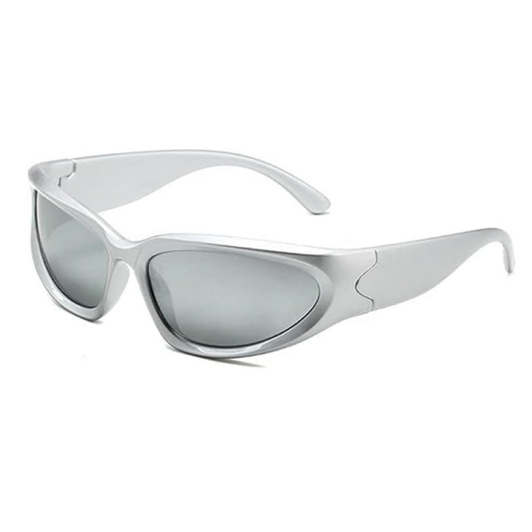 Silver 90's Y2K Futuristic Wrap Around Street Fashion Grey Silver 90's Y2K Futuristic Wrap Around Street Fashion Grey