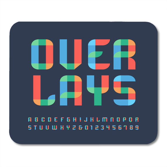 Futuristic Typeface Color Alphabet with Overlay Effect Letters and Numbers Future Modern Mousepad Mouse Pad Mouse Mat 9x10 inch