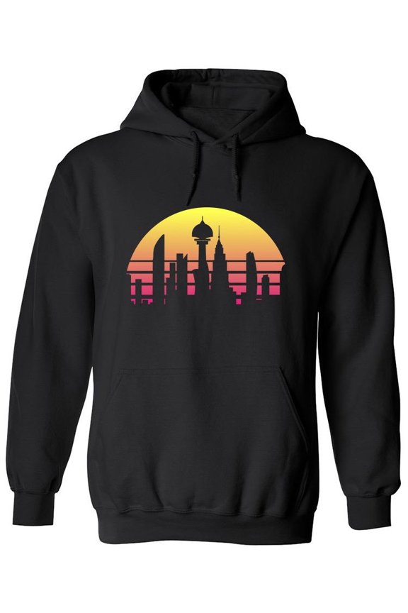 Futuristic Vaporwave City Hoodie Men -Image by Shutterstock, Male x-Large