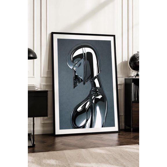Futuristic Woman Metallic Decor Wall Art