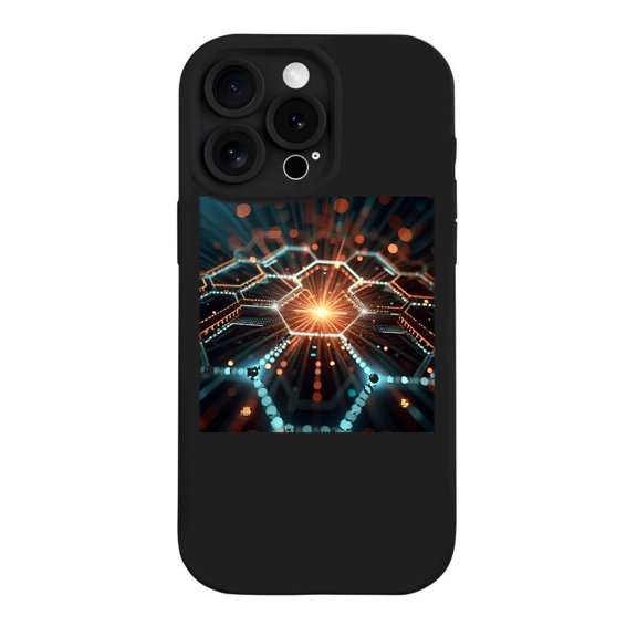 Futuristic Yellowing Resistant Lightweight iPhone 15 Pro Case - Abstract Hexagonal Design with Glowing Light Aesthetic Perfect Fit for iPhone 15 Pro