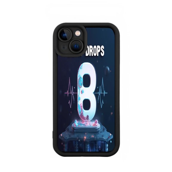 Futuristic iPhone 15 Case - Lightweight Yellowing Resistant Large ' 8 ' Design with Glowing Effects & Heartbeat Pattern