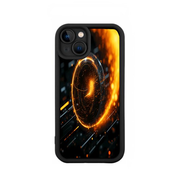 Futuristic iPhone 15 Case - Lightweight Yellowing Resistant with Vibrant Glowing Circular Pattern & High - Tech Design