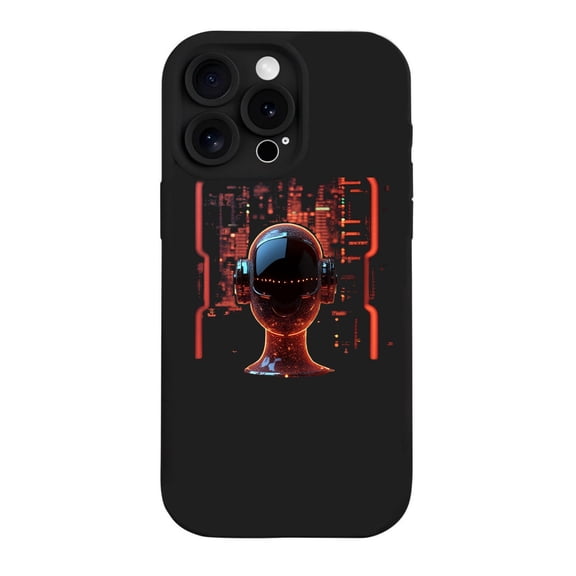 Futuristic iPhone 15 Pro Case - Lightweight Yellowing Resistant 3 - Camera Design with Glowing Red Accents on High - Tech