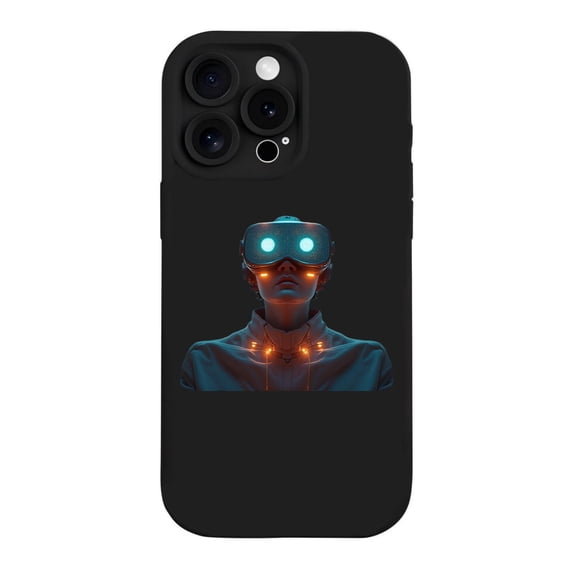 Futuristic iPhone 15 Pro Case - Lightweight Yellowing Resistant with Glowing Blue Eyes Design