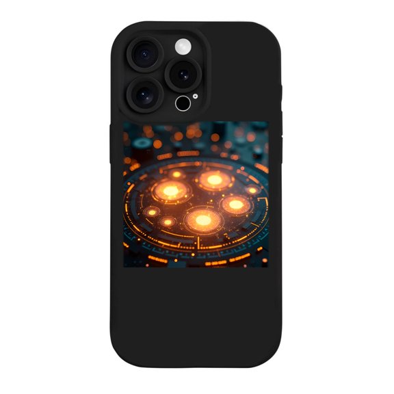 Futuristic iPhone 15 Pro Case - Lightweight Yellowing Resistant with Glowing Orange Circuits & High - Tech Design