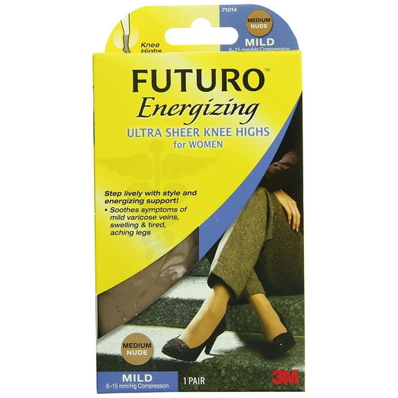 Futuro Energizing Ultra Sheer Knee Highs for Women, Nude Medium Helps Relieve Symptoms
