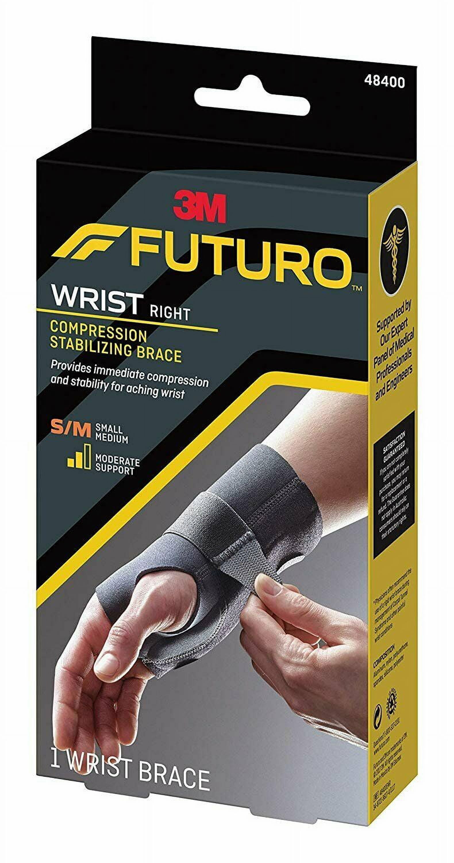 Futuro Energizing Wrist Brace Support Relieve Carpel Tunnel, Black Small and Medium, 1 ct