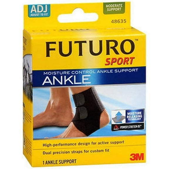 Futuro Sport Power Stretch Moisture Control Ankle Support Adjustable Black
