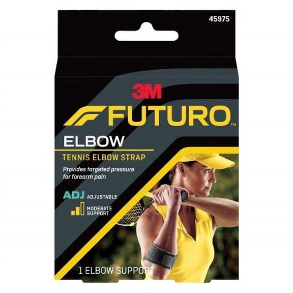 Futuro Tennis Elbow Support (w / tension pad), One Size/ADJ, Black, 1 Support (Pack of 2)