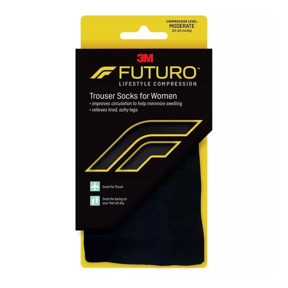 Futuro Trouser Socks For Women Black, Medium, 1 Pair..