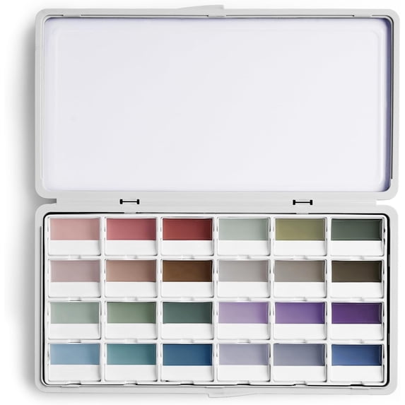 Fuumuui 24-Color Opaque Semi-Moist Solid Watercolor Paint Set Art Supplies for Artists Beginner Painters Amateur Hobbyists Painting