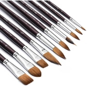 Fuumuui Sable Watercolor Brushes, Professional 10Pcs Sable Paint Brush Set Variety Shapes with Flats, Extended Needle Point, Dagger, Cats Tongue, Rounds Perfect for Watercolor Acrylic Gouache Inks