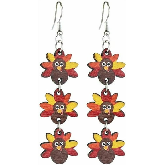 Fuuny Thanksgiving Dangle Earring for Women Handmade Colorful Pumpkin Turkey Chicken Leaf Maple Earrings Autumn Fall Holiday Thanksgiving Christmas Party Jewelry Gifts