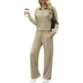 thumbnail image 1 of Fuwddey 2 Piece Sets for Women Matching Sweat Sets Sweatsuit Long Sleeve Tracksuit Zip Up Sweatshirt And Wide Leg Sweatpants Lounge Sets 2025 Fall Travel Outfits, 1 of 7