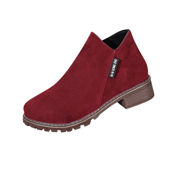 Fuwddey Ankle Boots for Women Comfortable Wrap Easy-Wear with Square Heel Belt Buckle Casual Autumn Winter Style Footwear Round Toe Low Heel Womens Booties