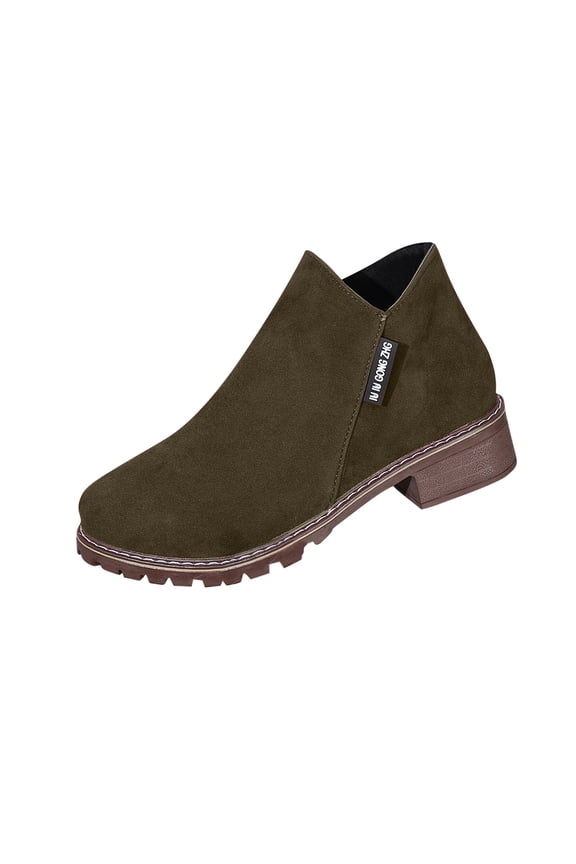 Ankle Boots for Women Comfortable Wrap Easy-Wear with Square Heel Belt Buckle Casual Autumn Winter Style Footwear Round Toe Low Heel Womens Booties