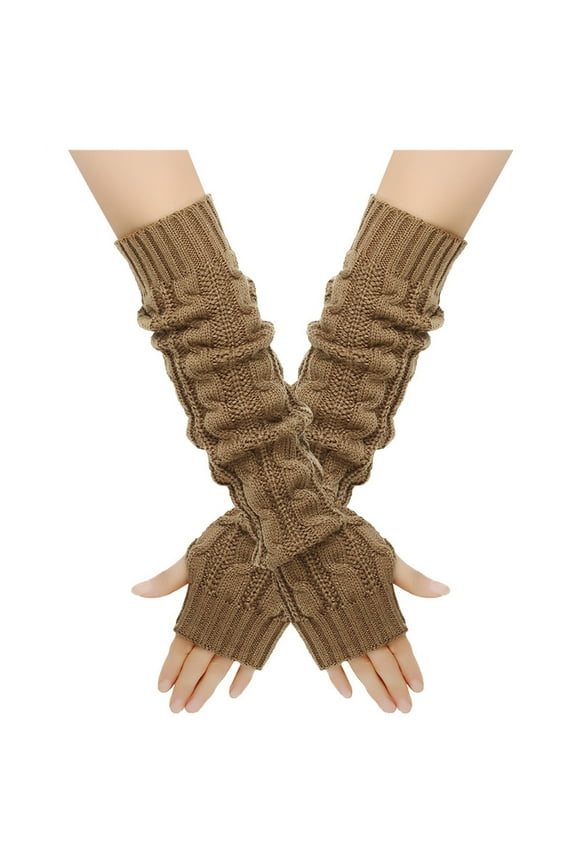 Arm Warmers Long Fingerless Gloves for Women Knit Wrist Warmers with Thumb Hole Stretchy Gloves Open Finger Arm Socks Warm Long Gloves