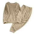 thumbnail image 1 of Fuwddey Fleece 2 Piece Lounge Sets for Women Two Piece Outfits Solid Color Long Sleeved Long Pants Casual Crew Neck Long Sleeved Suit with Pockets Travel Clothes Tracksuit Workout Sets, 1 of 6