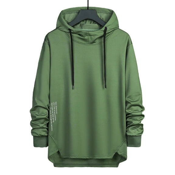 Fuwddey Hoodies for Men Fall Hooded Sweatshirts Men'S Loose Solid Color Casual Top Sports Long Sleeved Hooded Men'S Hoodie