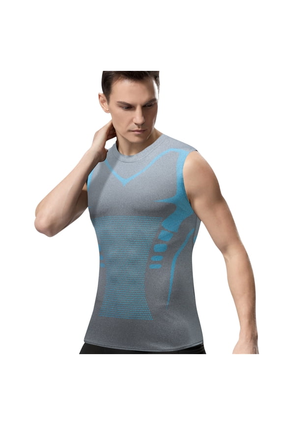 Ionic Shaping Vest For Men Sleeveless Breathable Slim Fit Tank Top Gym Workout Fitness Training Activewear