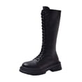 thumbnail image 1 of Fuwddey Knee High Boots for Women Fashion Casual Versatile Cool And Fashionable Winter Strap British Style Lace-Up Thick-Soled Thick-Heeled Long Boots, 1 of 9