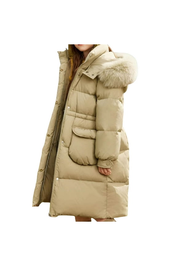Long Coat For Medium And Large Toddlers Puffer Jacket Warm Zipper Hooded Parka Snow Coats Thick Padded Soft Fleece Jacket With Pocket
