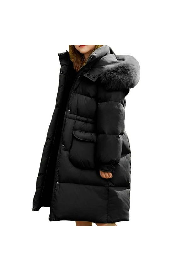 Long Coat For Medium And Large Toddlers Puffer Jacket Warm Zipper Hooded Parka Snow Coats Thick Padded Soft Fleece Jacket With Pocket