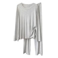 thumbnail image 1 of Fuwddey Lounge Sets for Women 2025 Round-Neck 2 Piece Outfits Long Sleeve Top Wide Leg Pants Matching Set Nightwear Underwear Sleepwear Set, 1 of 3