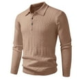 thumbnail image 1 of Fuwddey Pullover Top for Men Fall Blouses Shirts Men'S Fashionable Knit Vintage Solid Color Casual Button Long Sleeve Blouse Shirt, 1 of 2