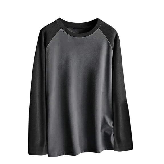 Fuwddey Pullover Top for Men Fall Winter Clothing Men Casual Solid Spliced Long Sleeves High Elasticity Keep Warml