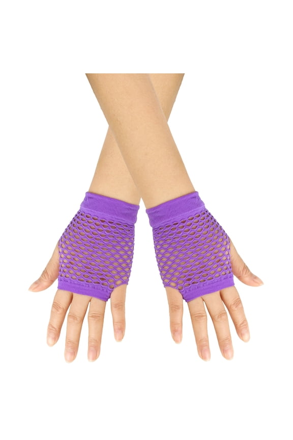 Short Fishnet Gloves Fingerless Thumb Hole Gloves for Women Mesh Emo Goth 80s Scene Accessories Party Cosplay Halloween Costumes