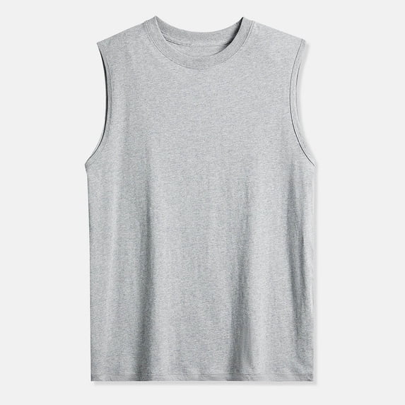 Fuwddey Sleeveless Shirts For Men Solid Color Crewneck Basic Cotton Tank Tops Casual Summer Everyday Wear S-4Xl