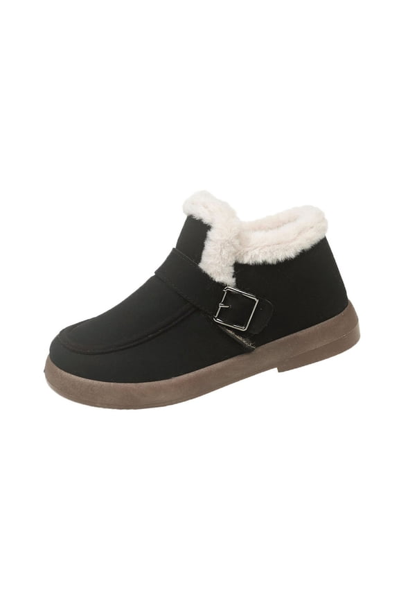 Snow Boots for Women Warm Fleece Lining Winter Booties Classic Round Toe Ankle Boots Outdoor Short Boots Flat Ski Boots
