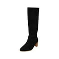 thumbnail image 1 of Fuwddey Suede Knee-High Boots Fall Boot For Women Chunky Block High Heel Slouch Fashion Boot Round Toe Side Zipper Fall Weather Winter Boots, 1 of 9
