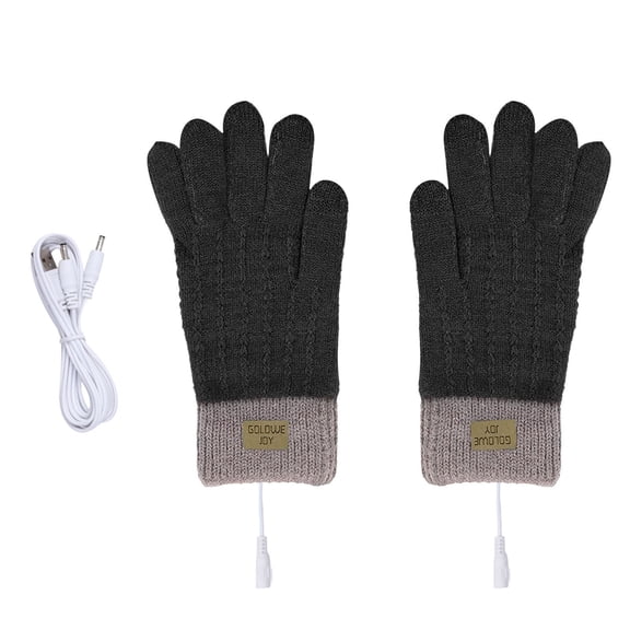 Fuwddey USB Electric Heated Gloves for Men Women Half Bare Finger Knit Gloves Hand Warmers Gloves Windproof Thermal Heated Mittens Winter Gifts for Outdoor Skiing Cycling Hiking