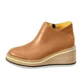 thumbnail image 1 of Fuwddey wedge ankle boots for women Casual Leather Chunky Sole Round Toe Comfortable Booties with Side Zipper Women's Ankle Boots and Booties, 1 of 4