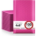 Fuxury Bubble Mailers 4x8" 100 Pack Pink Bubble Mailers Usable Size 4x7