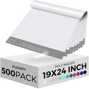 Fuxury Poly Mailers 19X24" 500pcs,Self Adhesive Shipping Bags for Clothing,Waterproof Shipping Envelopes Mailers Poly Package Bags for Small Business,Flexible Mailing Bags White