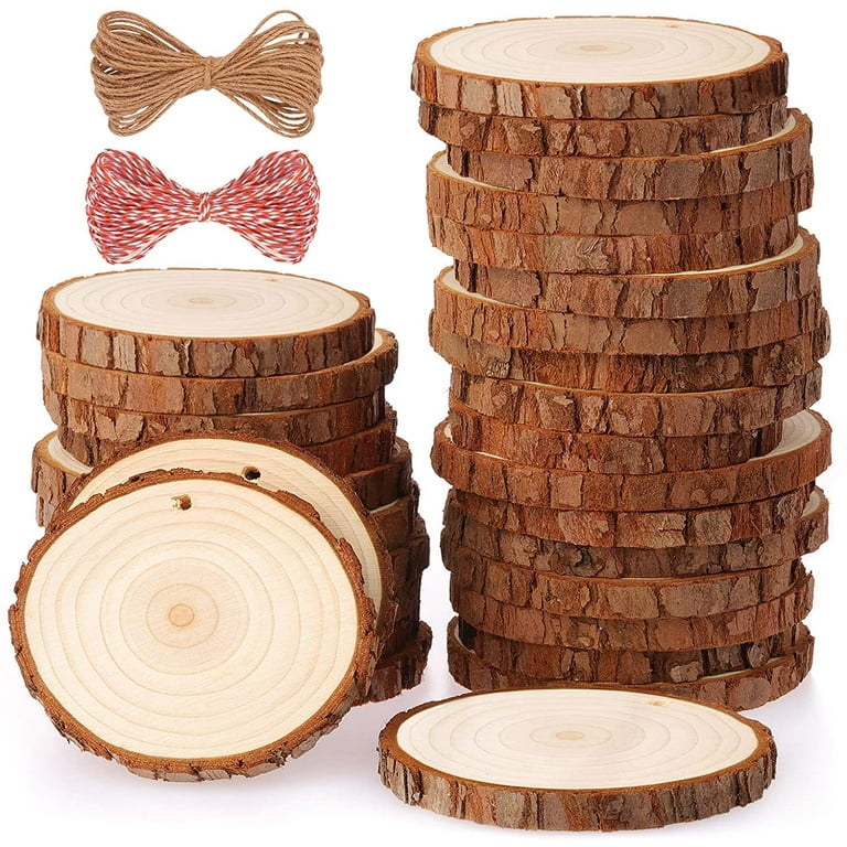 Fuyit Natural Wood Slices 30 Pcs 2.4-2.8 inches Craft Wood Kit