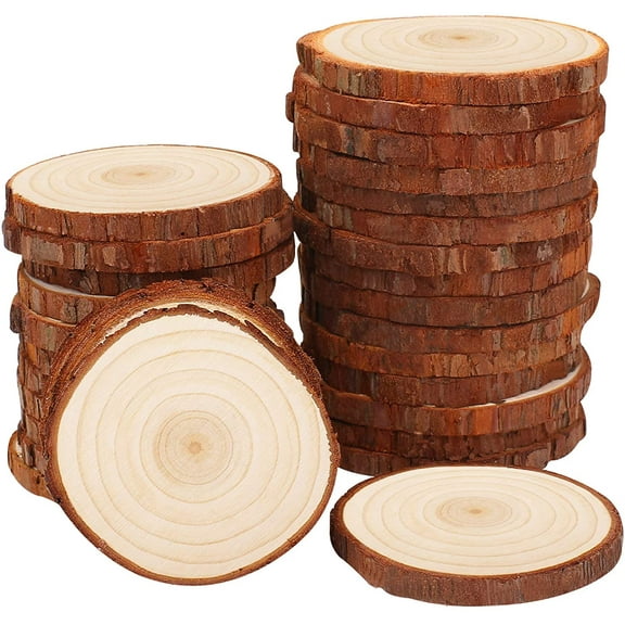 Fuyit Natural Wood Slices 30 Pcs 2.4-2.8 inches Unfinished Wood Craft Kit Undrilled Wood Circles