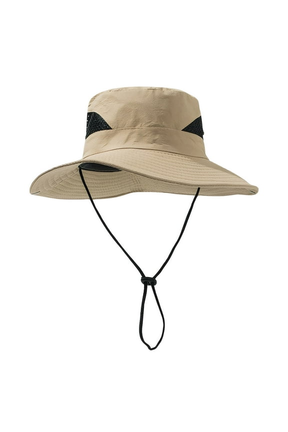 Sun Hat for Men Sun Protection Wide Brim Bucket Hat Waterproof Breathable Packable Boonie Hat for Fishing Yellow