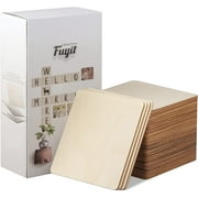 Fuyit Unfinished Wood Pieces, 50Pcs 6x6 inch Blank Natural Wood Square Wooden Cutouts Board for DIY Crafts Painting