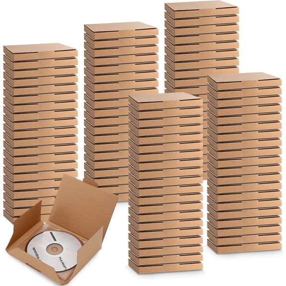 Fuyoooo 100 Pcs 5 5/8"l x 5"w x 7/16"h Cd Mailer Box Cd Shipping Boxes Corrugated Mailing Bags for Moving, Shipping, Storage, or Small Business Packaging (Brown)