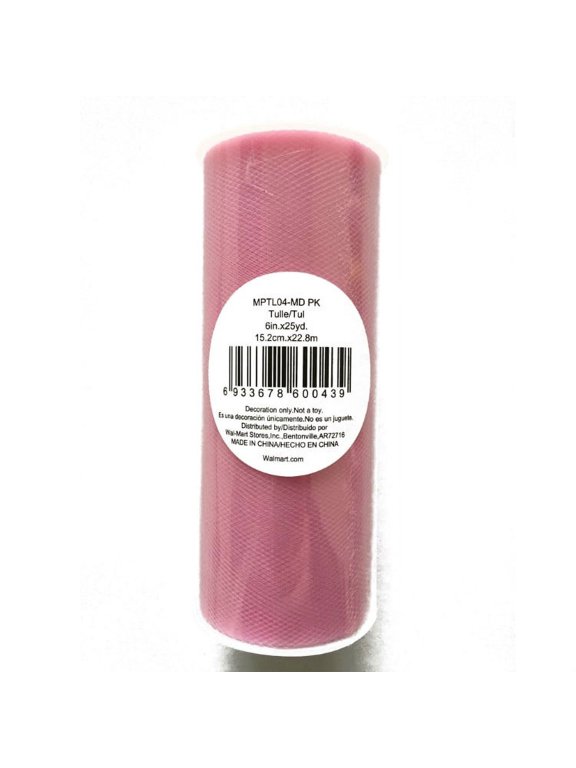Fuzhou 6" 25Yd Medium Pink Matte Tulle Fabric Spool,100% Polyester by the Bolt