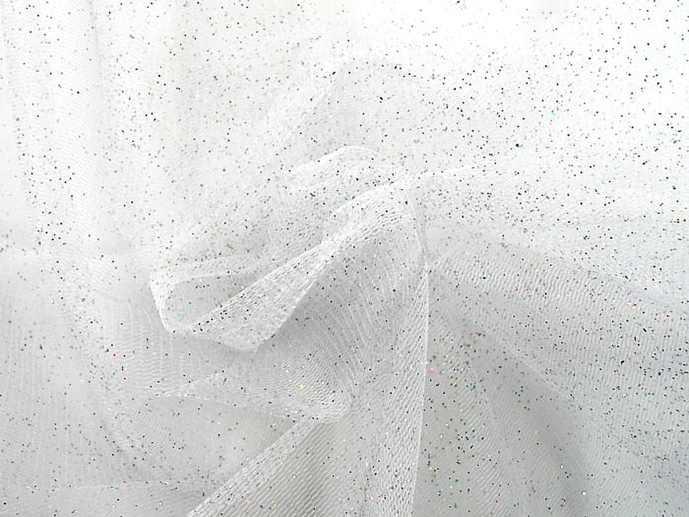 Fuzhou 6" White Glitter Tulle, 15 Yards, 1 Each