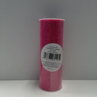 Fuzhou 6inch 12Yd Hot Pink Glitter Tulle Spool,100% Polyester by the Bolt